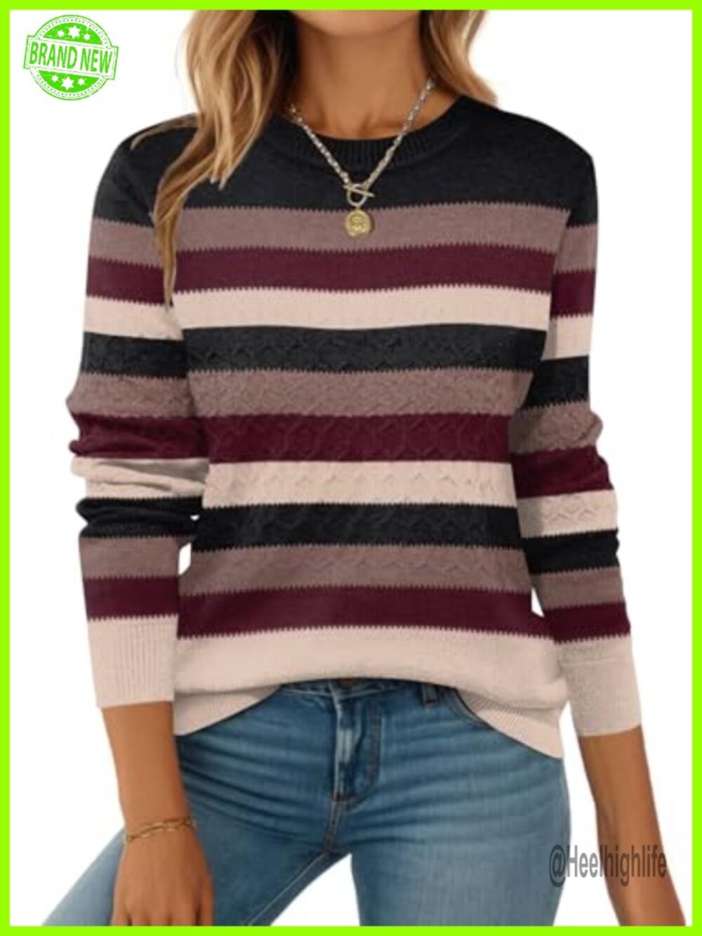 Womens Ribbed Knit Crew Neck Pullover Sweater Long Sleeve Fall Layering Top